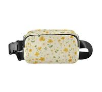 Marsupio a tracolla alla moda con piccoli fiori gialli per donne e uomini, resistente all'acqua, borsa a tracolla con tracolla regolabile per viaggi, vacanze, corsa