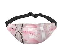 Marsupio a tracolla alla moda con scala in fiore di ciliegio rosa, borsa da viaggio casual per ragazzi, adatta per sport, corsa, ciclismo, viaggi, pesca
