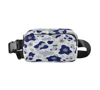 Marsupio a tracolla alla moda con stampa di pelliccia di mucca di Natale blu e grigio per donne uomini piccoli con cinghia regolabile per viaggi shopping corsa mandiles para mujer de cocina