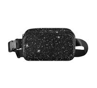 Marsupio a tracolla alla moda con stelle stellate nere e stelle leggere, per donne e uomini, piccola borsa a tracolla con cinghia regolabile per viaggi, corsa, escursionismo