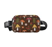 Marsupio a tracolla alla moda, grande capacità, con cinghia regolabile, per viaggi, vacanze, corsa, senza cuciture, fiori di fungo, Fiori Funghi Senza Cuciture, 1 Size