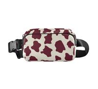 Marsupio a tracolla alla moda marrone a pois con mucca per donne e uomini, mini borsa a tracolla con tracolla regolabile per lo shopping, lo sport, il lavoro, Macchia di mucca marrone, 1 size
