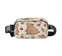 Marsupio a tracolla, alla moda, marsupio con cinghia regolabile, capibara da sogno, rosso ciliegia, per allenamento, shopping, viaggi, escursionismo
