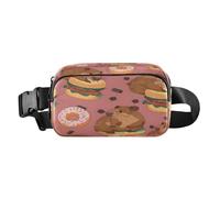 Marsupio a tracolla, alla moda, marsupio con cinghia regolabile, con capibara e hamburger, per allenamento, shopping, viaggi, escursionismo