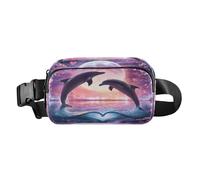 Marsupio a tracolla alla moda marsupio con cinghia regolabile Dream Dolphin with Love Moonlight per allenamento, shopping, viaggi, escursionismo