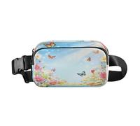 Marsupio a tracolla alla moda marsupio con cinghia regolabile Dream Flower Butterfly Blue Sky per allenamento, shopping, viaggi, escursionismo