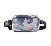 Marsupio a tracolla, alla moda, marsupio con cinghia regolabile, grazioso coniglio circondato dalla luna, per allenamento, shopping, viaggi, escursionismo, Multi