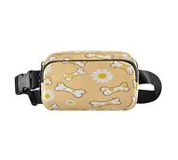 Marsupio a tracolla alla moda marsupio con cinghia regolabile motivo crisantemo osso di cane per allenamento, shopping, viaggi, escursionismo