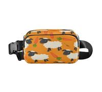 Marsupio a tracolla alla moda marsupio con cinghia regolabile pecore che mangiano carote per allenamento, shopping, viaggi, escursionismo, Multi