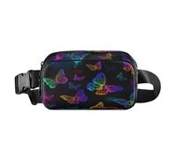 Marsupio a tracolla alla moda marsupio con cinturino regolabile Dream Colorful Neon Butterfly per allenamento, shopping, viaggi, escursionismo