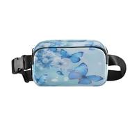 Marsupio a tracolla alla moda marsupio con cinturino regolabile Dream Flowers Blue Butterfly per allenamento, shopping, viaggi, escursionismo