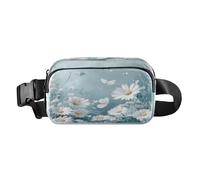 Marsupio a tracolla alla moda marsupio con cinturino regolabile Dream White Daisy Flower Butterfly per allenamento, shopping, viaggi, escursionismo