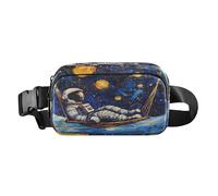 Marsupio a tracolla alla moda marsupio con cinturino regolabile Un semplice dipinto di un astronauta su un'amaca che guarda la notte stellata per allenamento, shopping, viaggi, escursionismo, Multi