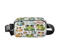 Marsupio a tracolla alla moda marsupio con cinturino regolabile verde giallo fumetto rana per allenamento, shopping, viaggi, escursionismo, Multi