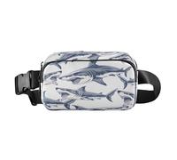 Marsupio a tracolla alla moda Marsupio con tracolla regolabile Angry Shark per allenamento, shopping, viaggi, escursionismo, Multi