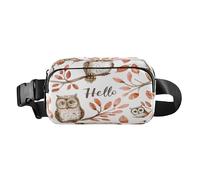 Marsupio a tracolla alla moda marsupio con tracolla regolabile gufi acquerello con parola per allenamento, shopping, viaggi, escursionismo, Multi