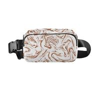 Marsupio a tracolla alla moda nero effetto guazzo ripetuto luminoso uomo donna mini cerniera marsupio con cinghia regolabile per viaggi vacanze corsa, Effetto guazzo ripetuto nero brillante, 1 Size