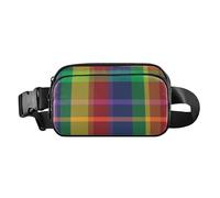 Marsupio a tracolla alla moda per donne, uomini, adolescenti, multiuso, cintura con motivo scozzese scozzese di bufalo arcobaleno, 20,3 x 13,5 x 5,8 cm, retrò, Scozia scozzese scozzese scozzese, 8" x