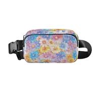 Marsupio a tracolla alla moda per la festa dei genitori con coniglio, per donne, uomini, adolescenti, cintura toracica multiuso per viaggi, Festa dei genitori Rainbow Flower, 1 size