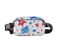 Marsupio a tracolla alla moda per la festa dei genitori con coniglio, per donne, uomini, adolescenti, cintura toracica multiuso per viaggi, Stelle dell'acquerello patriottico, 1 size