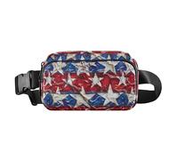 Marsupio a tracolla alla moda per la festa dei genitori con coniglio, per donne, uomini, adolescenti, cintura toracica multiuso per viaggi, Patriotic Star Pattern 4 luglio bandiera americana, 1 size