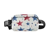 Marsupio a tracolla alla moda per la festa dei genitori con coniglio, per donne, uomini, adolescenti, cintura toracica multiuso per viaggi, Rosso - Bianco - Blue Star Washes, 1 size