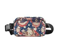 Marsupio a tracolla alla moda per la festa dei genitori con coniglio, per donne, uomini, adolescenti, cintura toracica multiuso per viaggi, Modello Patriottico Cuccioli, 1 size