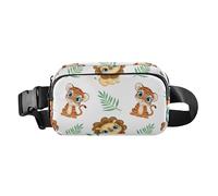 Marsupio a tracolla alla moda per piccoli imprenditori con motivo animale, tigri, leone, con cinghia regolabile, per viaggi, vacanze, corsa, simpatici animali dei cartoni animati Tigri leone, moderno