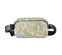 Marsupio a tracolla alla moda verde viola beige foglie di palma donne uomini adolescenti marsupio multiuso con cinghia regolabile per lo shopping sport lavoro, Foglie Di Palma Verde Viola Beige, 1