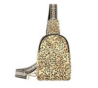 Marsupio a tracolla antifurto da donna con motivo giallo leopardo nero alla moda per il pacchetto di giorno, Motivo leopardato nero giallo