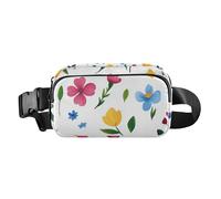 Marsupio a tracolla blu con piccoli fiori bianchi, alla moda, per donne, uomini, adolescenti, resistente all'acqua, con cinghia regolabile, per allenamento, corsa, escursionismo, Fiori piccoli blu