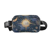 Marsupio a tracolla blu e oro con astrologia dei tarocchi carino per donne e uomini, resistente all'acqua, borsa sportiva con tracolla regolabile per ciclismo, escursionismo, palestra, Astrologia dei