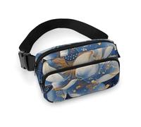 Marsupio a tracolla blu Golden Dream Lotus per donne e uomini, marsupio per allenamento, corsa, viaggi, con cinghia regolabile