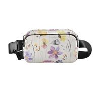 Marsupio a tracolla colorato in stile erbario floreale senza cuciture per uomo donna grande capacità borsa a tracolla con cinghia regolabile per viaggi, shopping, corsa, Stile Erbario Floreale Senza