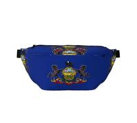 Marsupio a tracolla con bandiera della Pennsylvania - Versatile borsa a tracolla per uomini e donne con tasche con cerniera, ideale per viaggi, corsa, nero, taglia unica