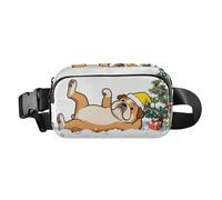 Marsupio a tracolla con cane in stile cartone animato Merry Christmas, per uomo e donna, impermeabile, antifurto, con cinghia regolabile, per shopping, sport, lavoro