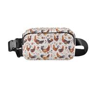 Marsupio a tracolla con conchiglie e onde oceaniche da spiaggia, stella marina, bianca, grande capacità, con cinghia regolabile per viaggi, Gallo Rustico Country Pollo Agriturismo Mexicana, 1 Size