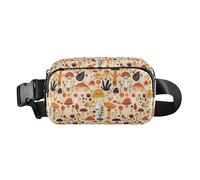 Marsupio a tracolla con conchiglie e onde oceaniche da spiaggia, stella marina, bianca, grande capacità, con cinghia regolabile per viaggi, Disegno del modello del fungo Safari, 1 Size