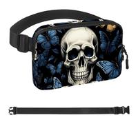 Marsupio a tracolla con farfalla colorata scheletrata, per uomini e donne, borsa da cintura per viaggi, casual, passeggiate, corsa, escursionismo, ciclismo, multicolore, 4 x 23 x 15 cm, Multicolore,
