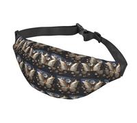 Marsupio a tracolla con farfalle bianche e dorate, multifunzionale, grande, per uomini e donne, sport all'aria aperta, viaggi, alla moda e portatile, nero, Come nella foto, Taglia unica, Zaino da