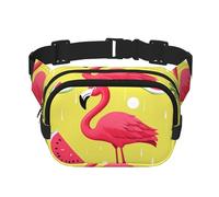 Marsupio a tracolla con fenicottero rosa e anguria, piccolo marsupio alla moda, leggero, per donne e uomini, corsa, allenamento, escursionismo, viaggi