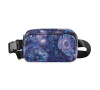 Marsupio a tracolla con fiori astratti blu viola da sogno alla moda per donne uomini adolescenti borsa a tracolla multiuso con tracolla regolabile per viaggi, palestra, lavoro, fiori astratti blu