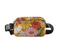 Marsupio a tracolla con fiori dalia gardenia gladiolus arancione carino per donne uomini adolescenti piccola borsa a tracolla con tracolla regolabile per viaggi, corsa, escursionismo, Fiori Dalia