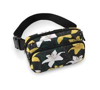 Marsupio a tracolla con fiori di gigli gialli bianchi e gialli, per donne e uomini, marsupio per allenamento, corsa, viaggi, con cinghia regolabile