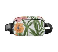 Marsupio a tracolla con fiori primaverili e tulipani bianchi, alla moda, per donne e uomini, impermeabile, antifurto, con cinghia regolabile, per viaggi, palestra, lavoro, Tulipani Fiori Primav, 1