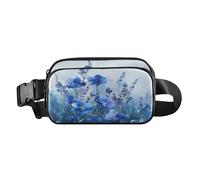 Marsupio a tracolla con fiori selvatici blu e fiori selvatici, alla moda, per donne, uomini, adolescenti, impermeabile, con cinghia regolabile, per allenamento, corsa, escursionismo, Primavera