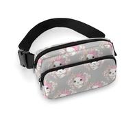 Marsupio a tracolla con grazioso coniglietto bianco e rosa, per donne e uomini, marsupio per allenamento, corsa, viaggi, con cinghia regolabile