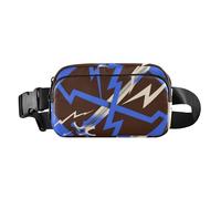 Marsupio a tracolla con illuminazione astratta blu e nera, alla moda, per donne, uomini, adolescenti, resistente all'acqua, accessorio da viaggio con cinghia regolabile per allenamento, corsa