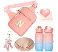 Marsupio a tracolla con iniziale per ragazze, set regalo personalizzato per bambini dai 4 ai 13 anni, regalo di compleanno per ragazze adolescenti, ragazze, bambini, figlia, nipote, sorella maggiore