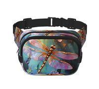 Marsupio a tracolla con libellula dipinta a mano, piccola borsa a tracolla alla moda, leggera, per donne e uomini, corsa, allenamento, escursionismo, viaggi